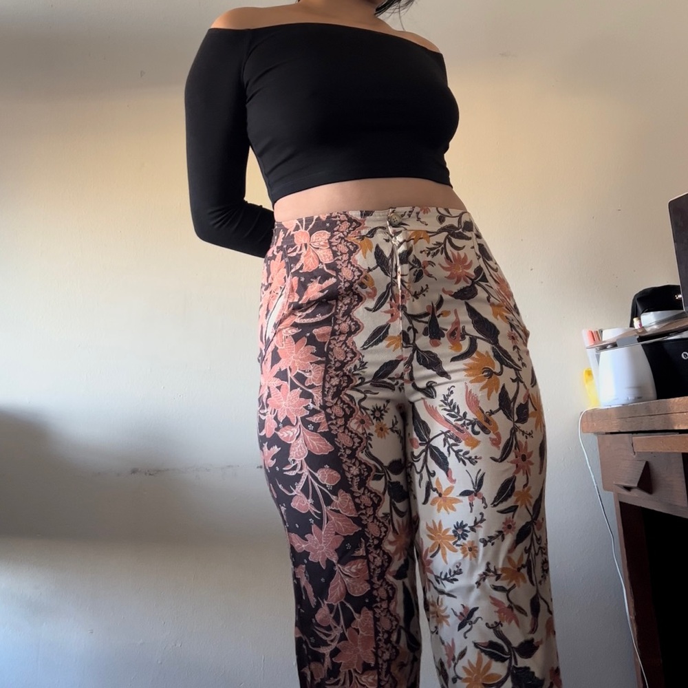 Brown Flower Pants